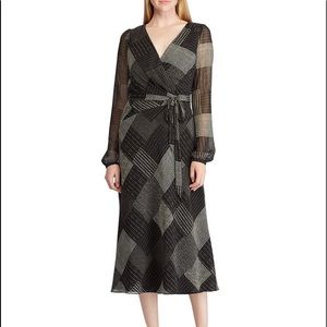 Georgette Plaid Printed Midi Dress